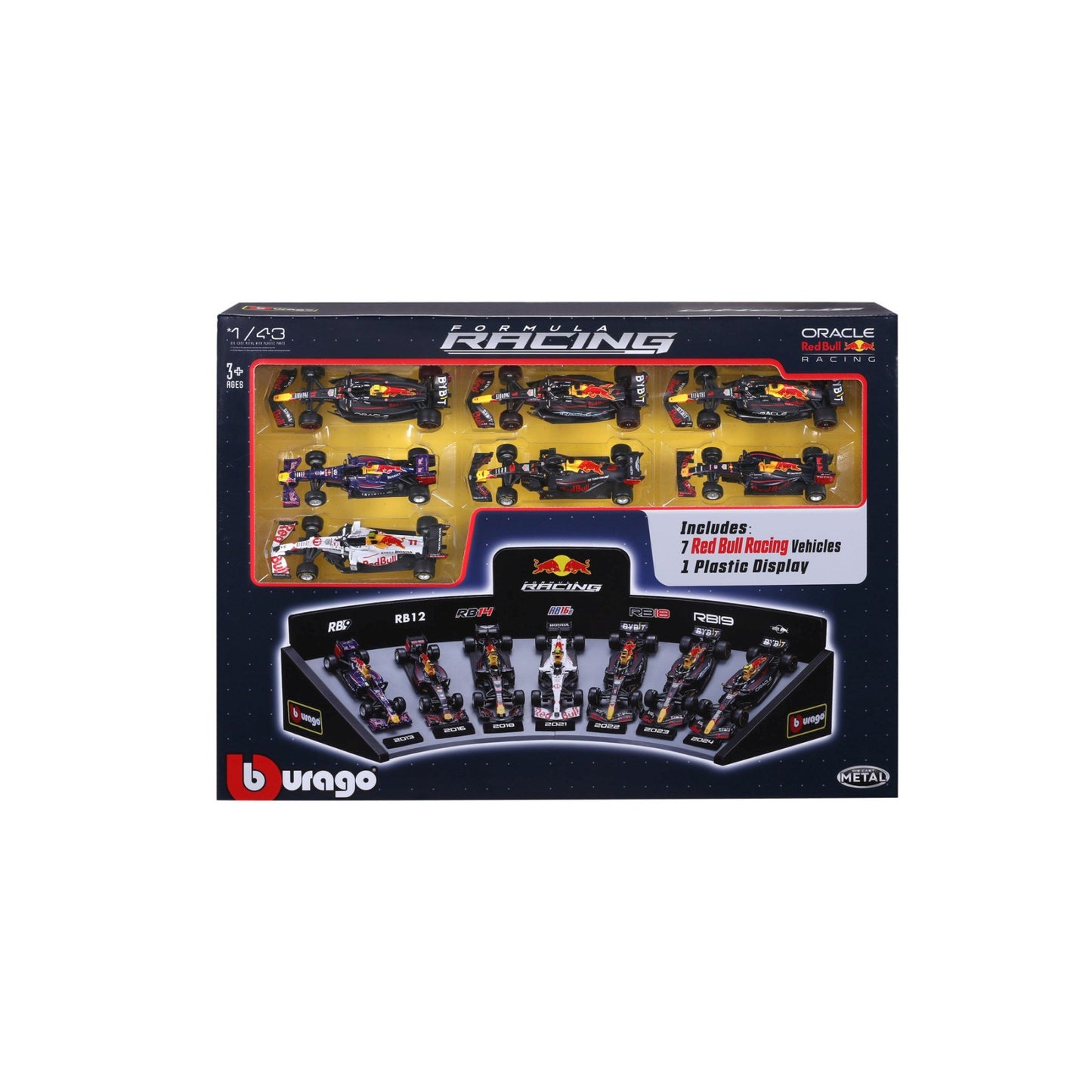 Red Bull F1 Deluxe Gift Box (7cars + Stand) 1/43 Bburago 18-38168
