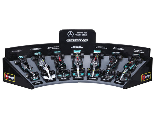 Mercedes F1 Deluxe Gift Box (7cars + Stand) 1/43 Bburago 18-38170