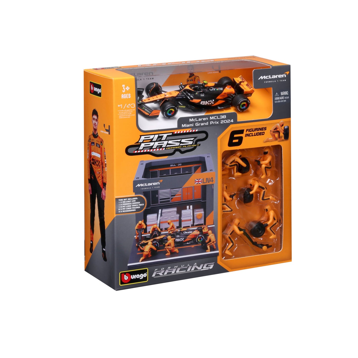 McLaren F1 MCL38 2024 Pit Pass #4 Norris 1/43 Bburago Bur18-38451-4