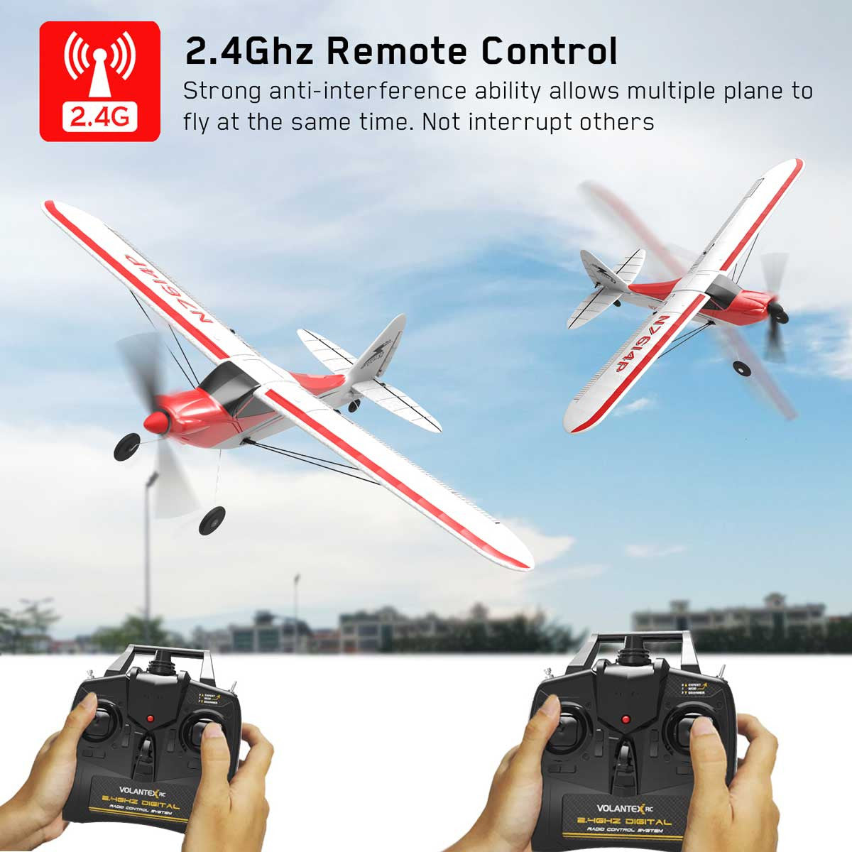 VOLANTEXRC R/C Supercub 500 Brushed 4ch Plane w/Bat & USB Charger - Ex761-4