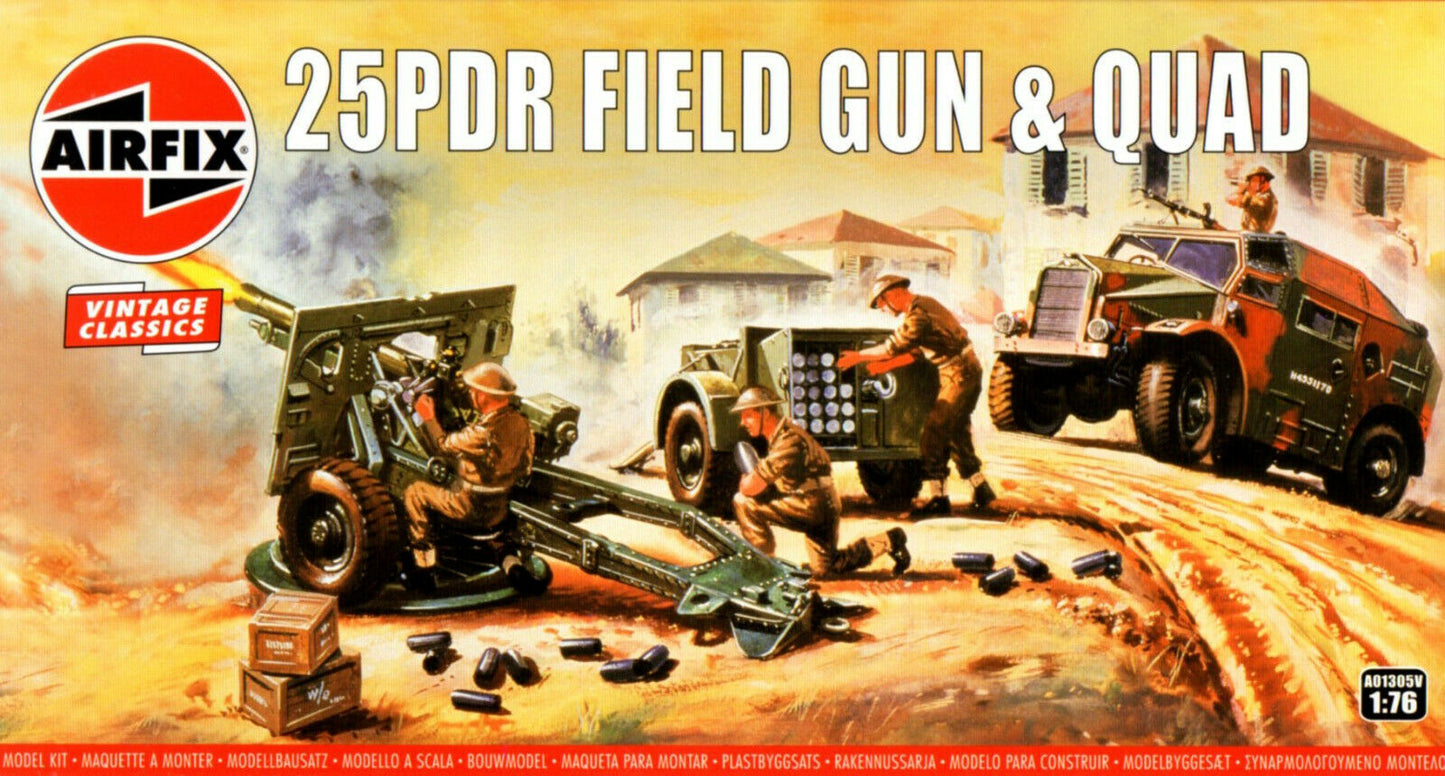 25Pdr Field Gun & Quad 1/76 Scale Airfix A01305V