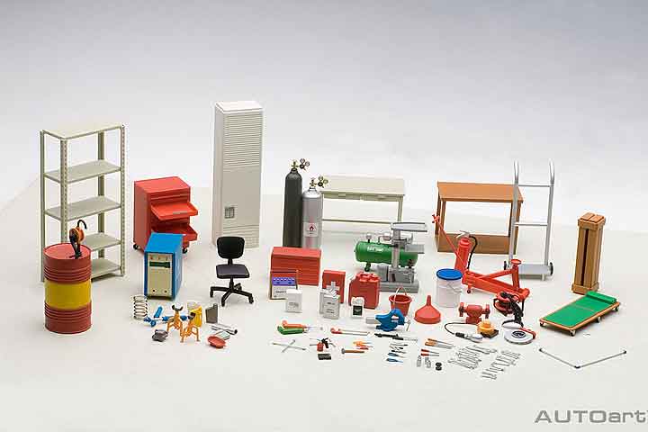 GARAGE SET 80 PCS - 1/18 Scale - Auto Art - AA49110