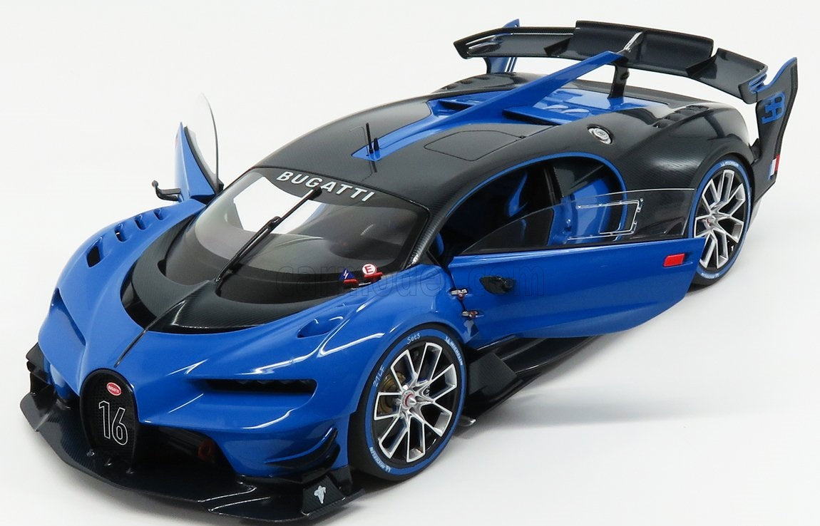 Bugatti Vision Gran Turismo Bugatti Light Blue/Carbon 1/18 Scale Auto Art AA70986