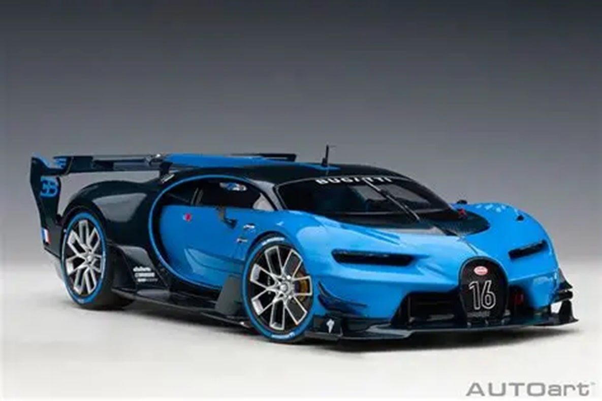 Bugatti Vision Gran Turismo Bugatti Light Blue/Carbon 1/18 Scale Auto Art AA70986