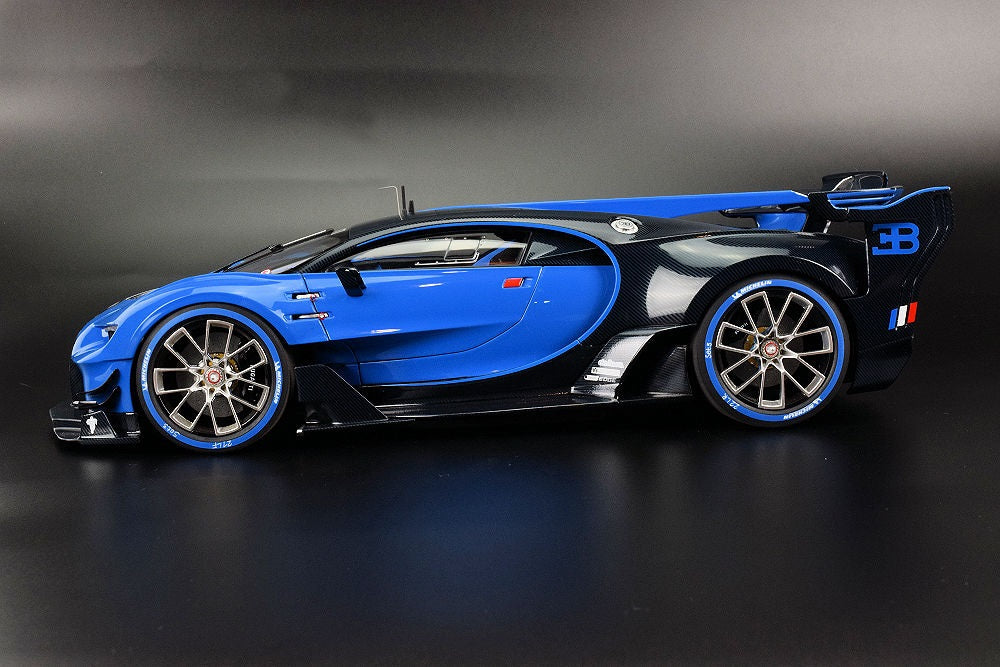 Bugatti Vision Gran Turismo Bugatti Light Blue/Carbon 1/18 Scale Auto Art AA70986