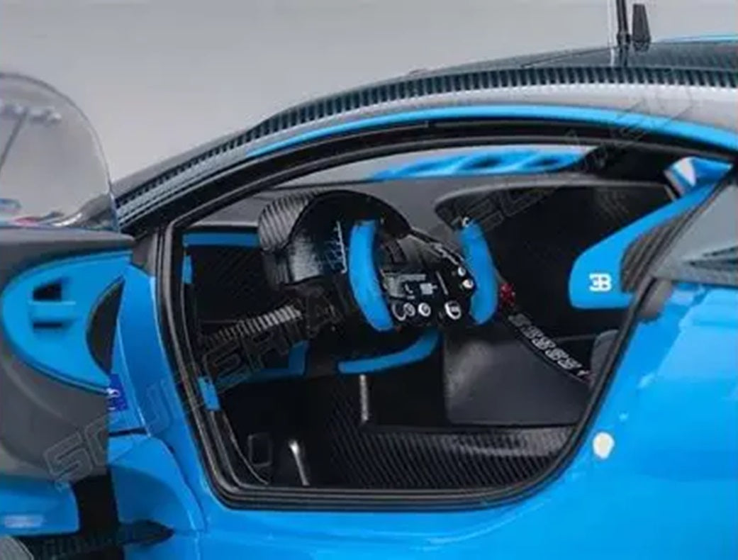 Bugatti Vision Gran Turismo Bugatti Light Blue/Carbon 1/18 Scale Auto Art AA70986