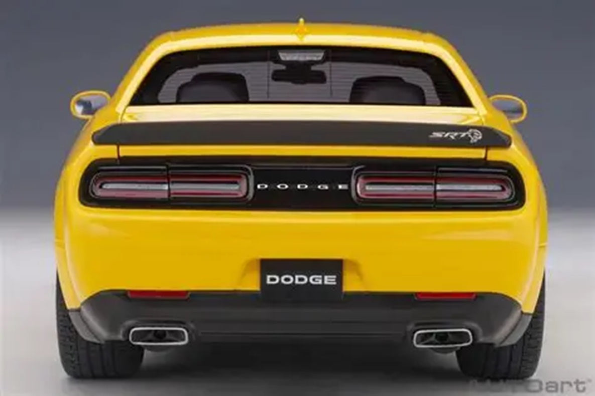 Dodge Challenger SRT Hellcat Widebody Yellow Jacket Blk Hood 18 Scale Auto Art AA71737