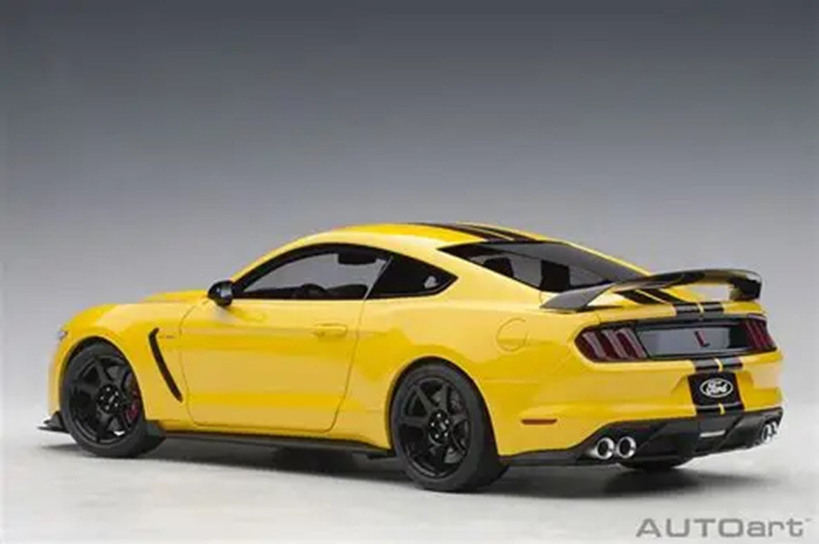 Ford Shelby Gt-350R Triple Yellow Black Stripes 1/18 Scale Auto Art AA72932