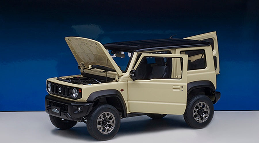 Suzuki Jimny JB64 Chiffon Ivory Met/ Blueish Black Pearl 1/18 Scale Auto Art AA78500