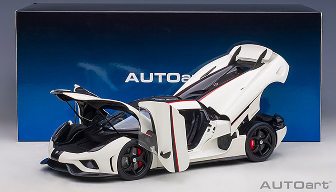 Koenigsegg Regera White/Black Carbon/Red 1/18 Scale Auto Art AA79027