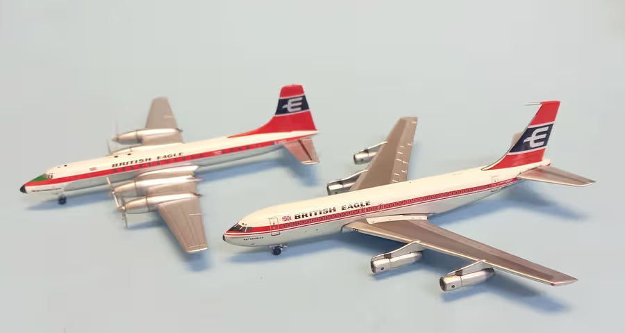 British Eagle Boeing 707 & Bristol Britannia Set - 1/400 Scale AeroClassics ACBEASET2