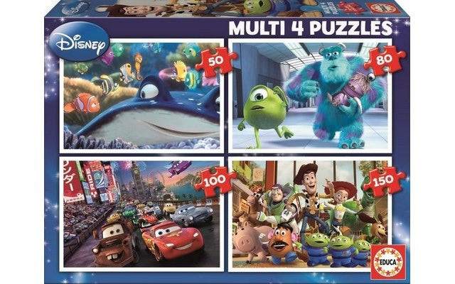 Multi 4 Puzzles - Pixar (50, 80, 100, 150 pieces) - Educa Puzzle - EDU15615