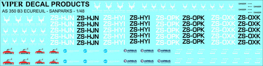 SANPARKS AS.350B3 Ecureuil Registration & Badges 1/48 Scale Viper Decal Products GSE48008