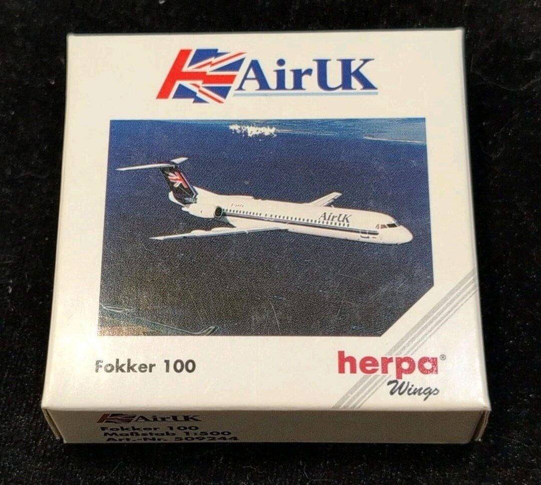 Fokker 100 Air UK - 1/500 Scale Herpa Wings HW509244