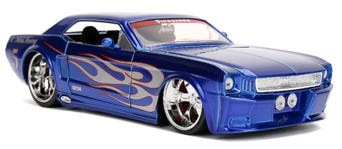 Ford Mustang Bigtime Candy Blue with Silver Flames 19651/24 Scale JADA Toys JAD30527