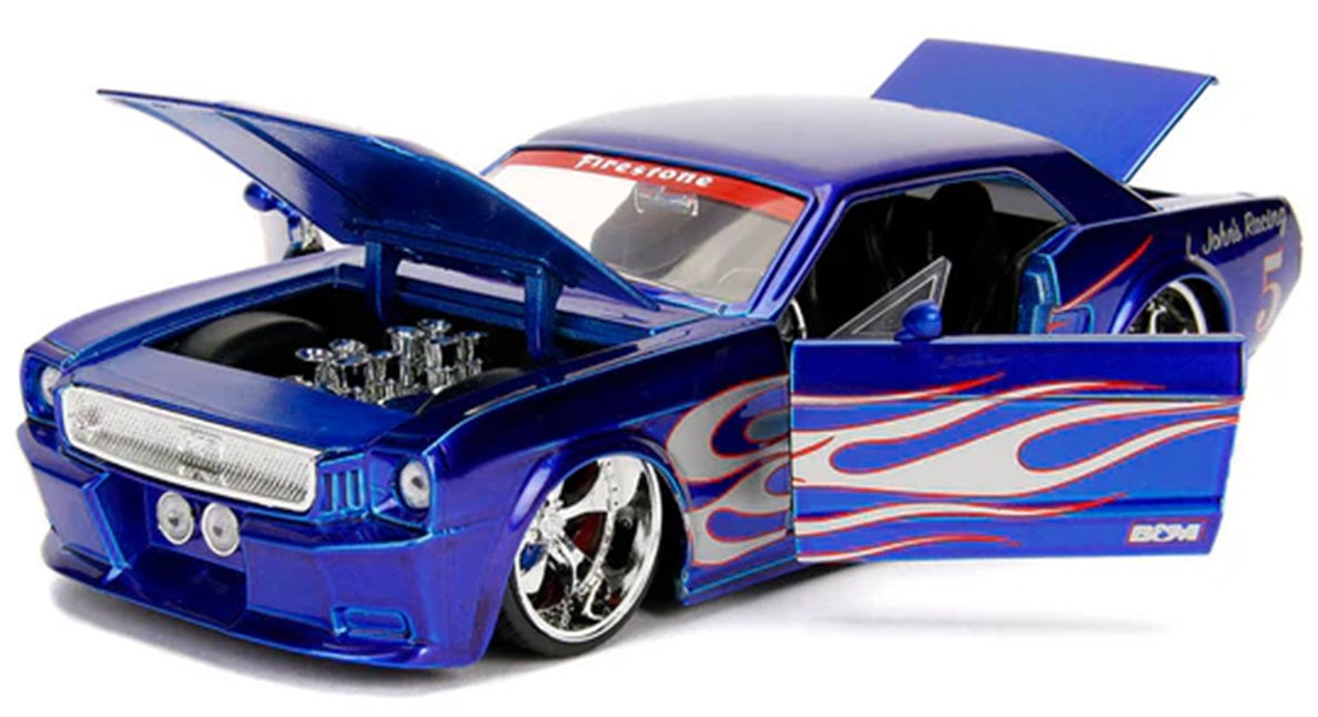 Ford Mustang Bigtime Candy Blue with Silver Flames 19651/24 Scale JADA Toys JAD30527