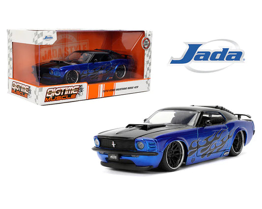 Ford Mustang Boss 429  Blue/ Black Flames 1970 1/24 Scale JADA Toys JAD36154