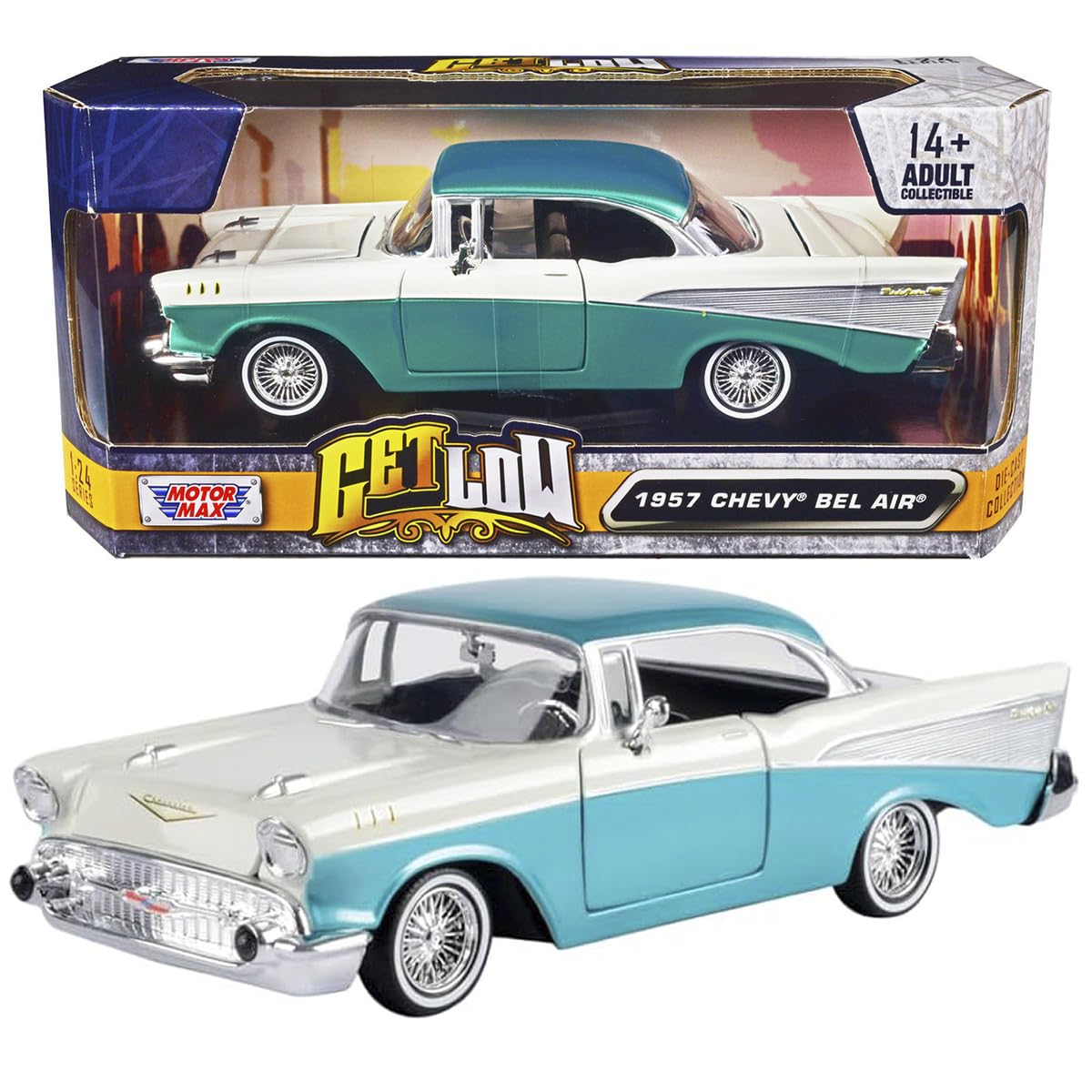 Chevrolet Bel Air Turquoise/White 1957 - 1/24 Scale MotorMax MOT79029