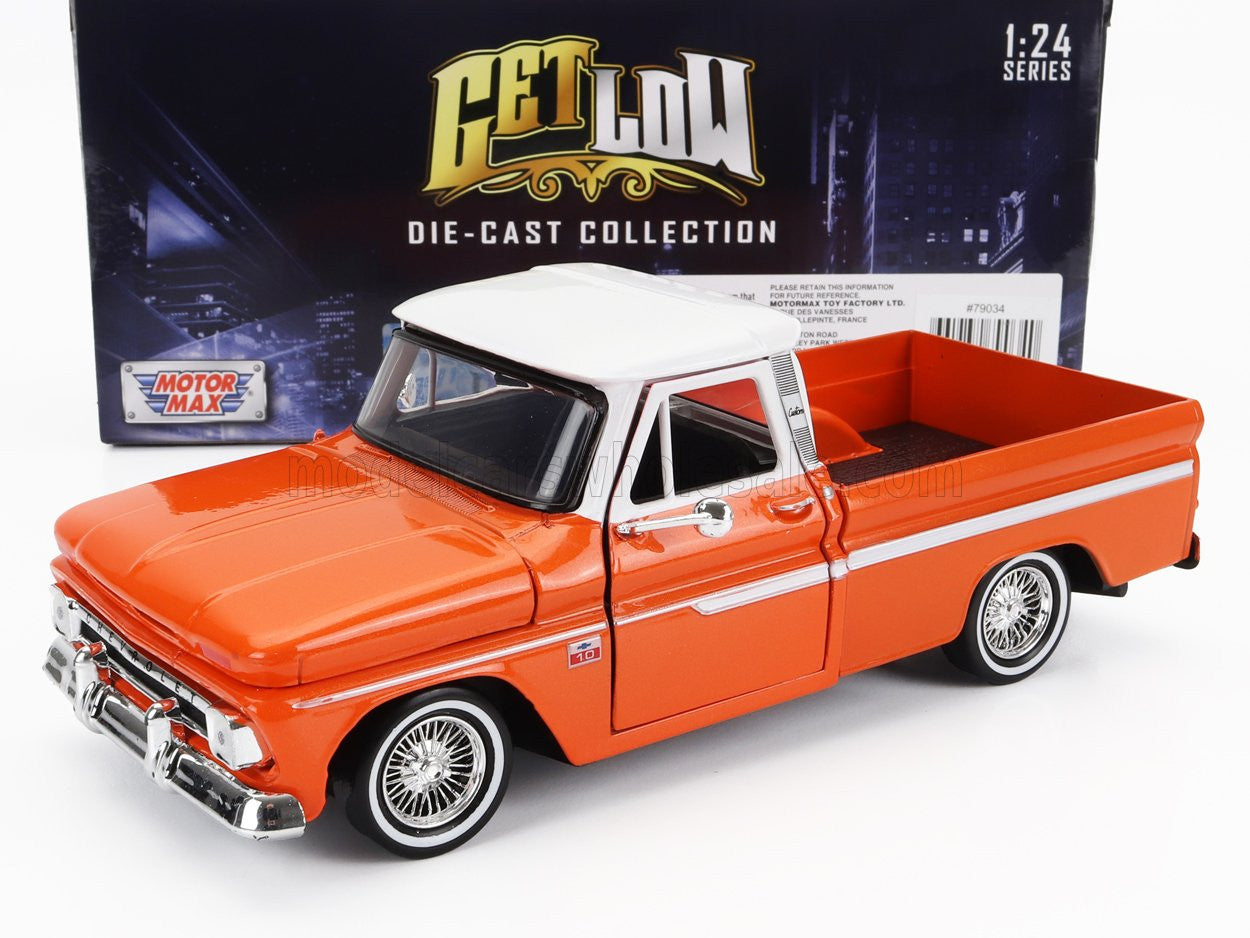 Chevrolet C10 Fleetside Orange Get Low 1966 - 1/24 Scale MotorMax MOT79034
