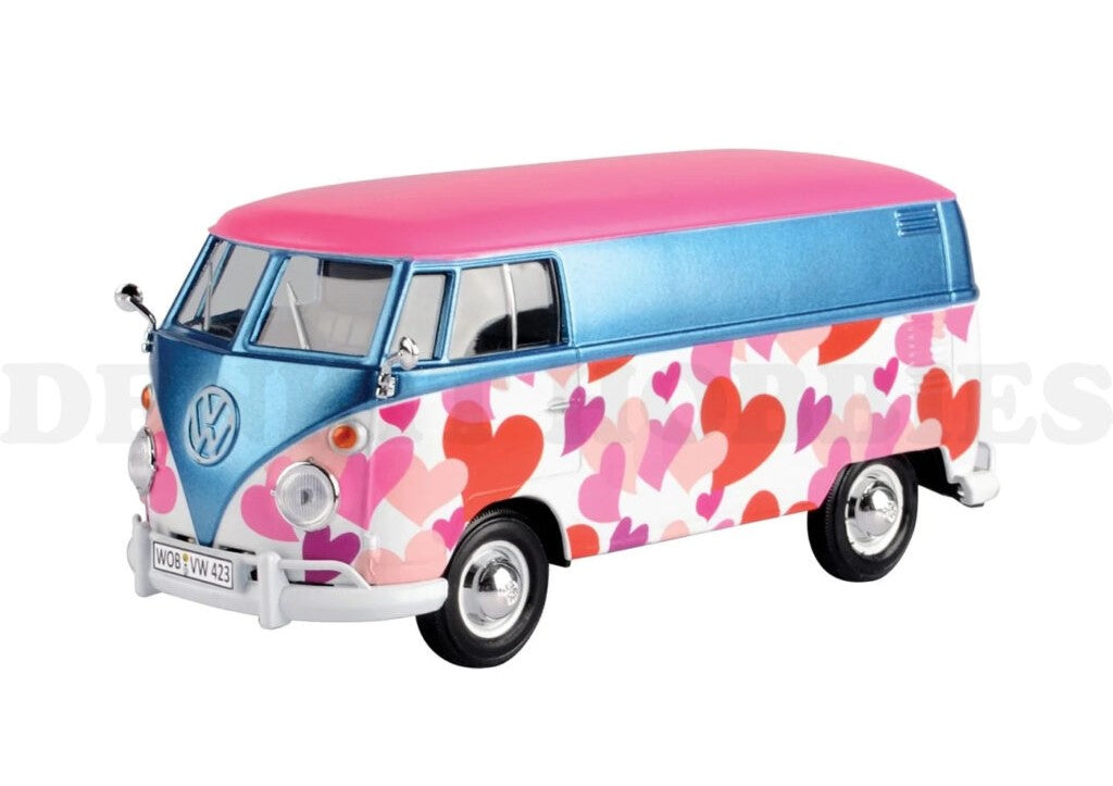 Volkswagen Type 2 (T1) Delivery Van Love Metallic Blue/Pink - 1/24 Scale Motormax MOT79581