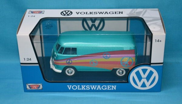 Volkswagen Type21 (T1) Delivery Van Peace Metallic Green - 1/24 Scale Motormax MOT79583