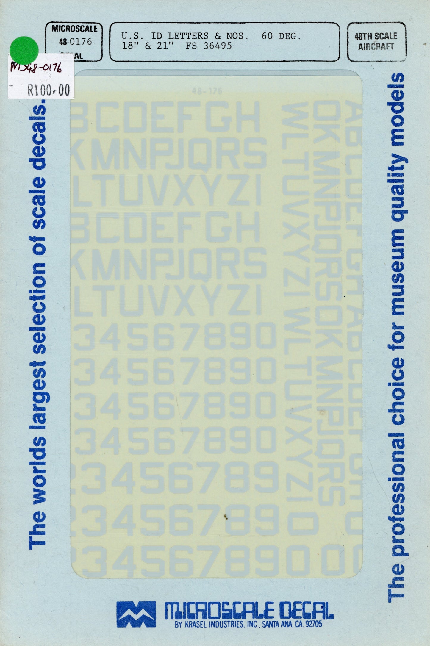 U.S. ID Letters & Nos. - 1/48 Scale Microscale Decal MS48-0176