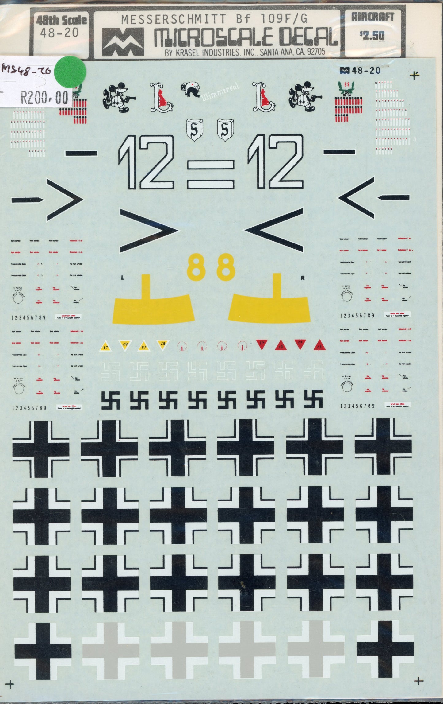 Messerschmitt Bf 109F/G - 1/48 Scale Microscale Decal MS48-20
