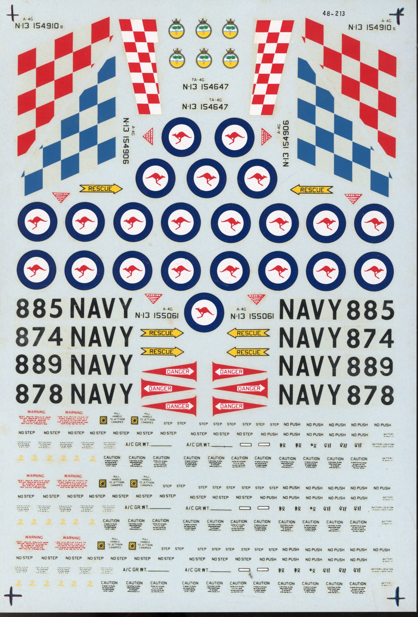 A-4Gs & TA4Gs Skyhawk Australian Navy - 1/72 Scale Microscale Decal MS48-213