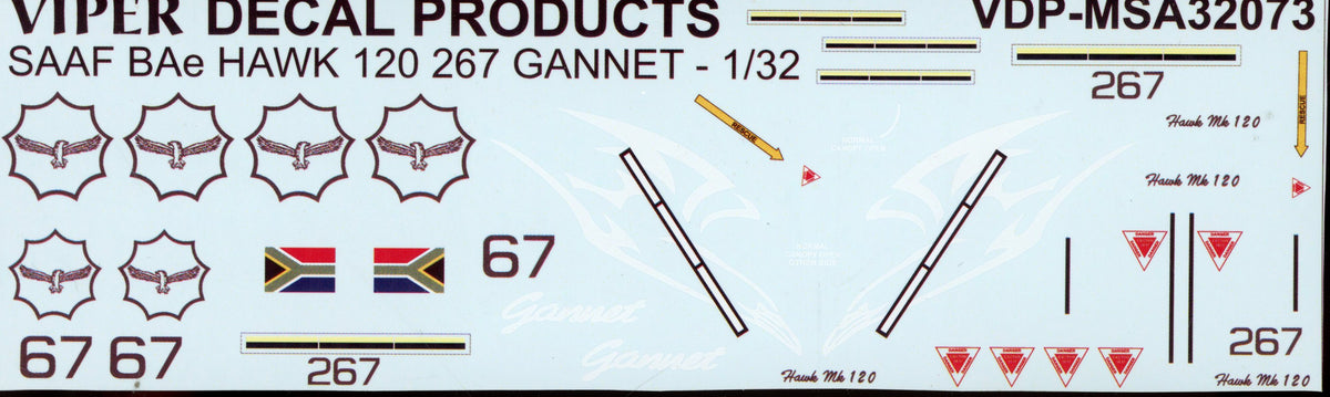SAAF BAe Hawk 120 '267 Gannet' - 1/32 Scale Viper Decal Products MSA32073