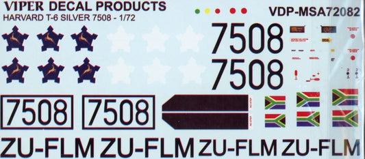 Harvard T-6 Silver 7508 1/72 Scale Viper Decal Products MSA72082