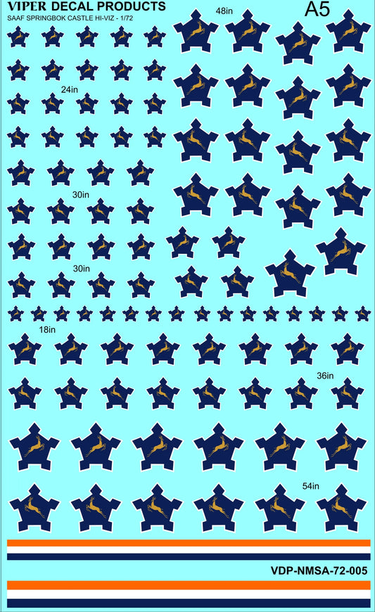 SAAF Springbok Castle Hi-Viz 1/72 Scale Viper Decal Products NMSA72005