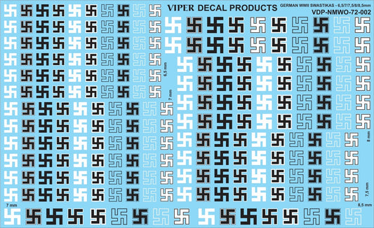 German WWII Swastikas 6.5/7/7.5/8/8.5 1/72 Scale Viper Decal Products NMWO72002