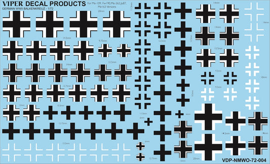 German WWII Balkenkreuz 1/72 Scale NMWO72004