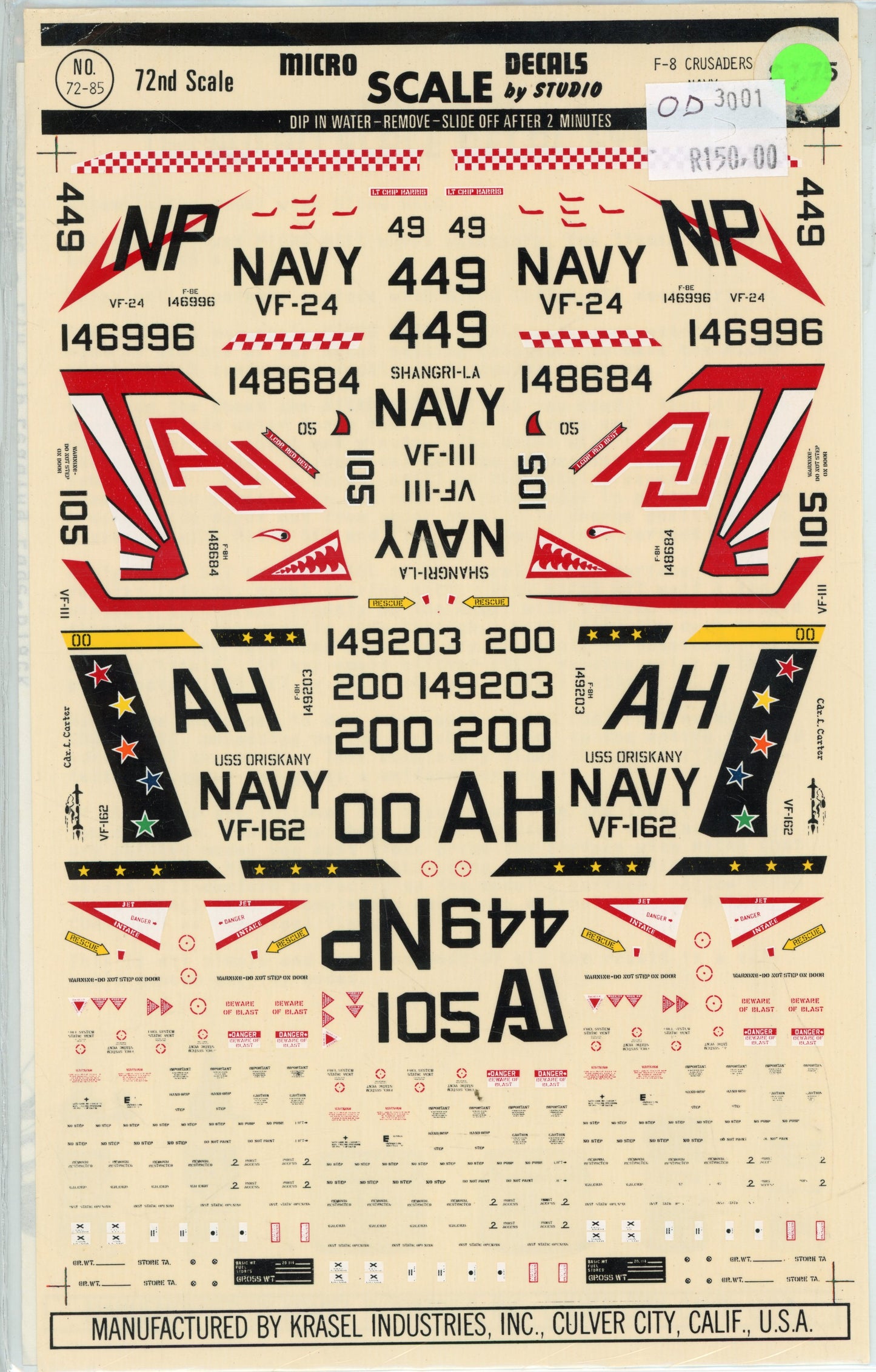 F-8 Crusaders - 1/72 Scale Microscale Decals MS72-85