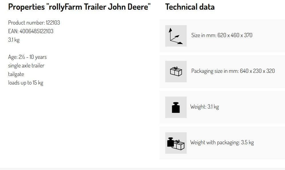 Farm Trailer John Deere Rolly Rol122103