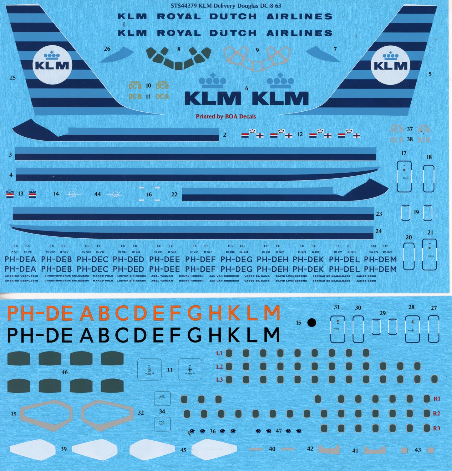 KLM DC-8-63 Decal Set - 1/144 Scale 26 Decals STS44379