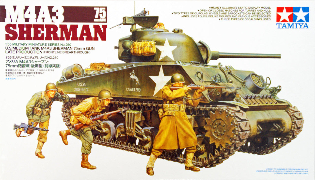 US M4A3 Sherman with 75mm Gun - 1/35 Scale Tamiya 35250
