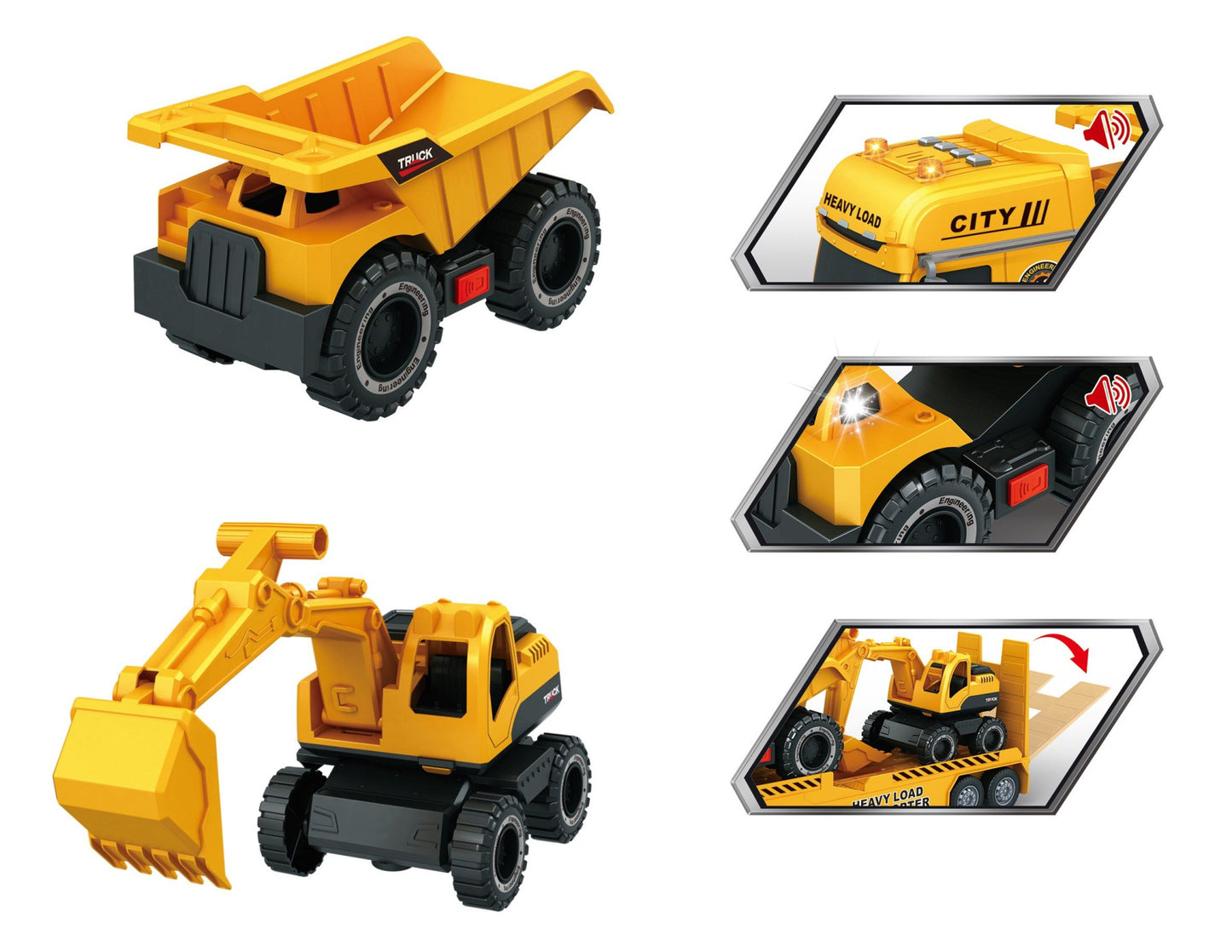 Transporter Truck w/Excavator & Dump Truck (53cm) Toy Star TS666-68F