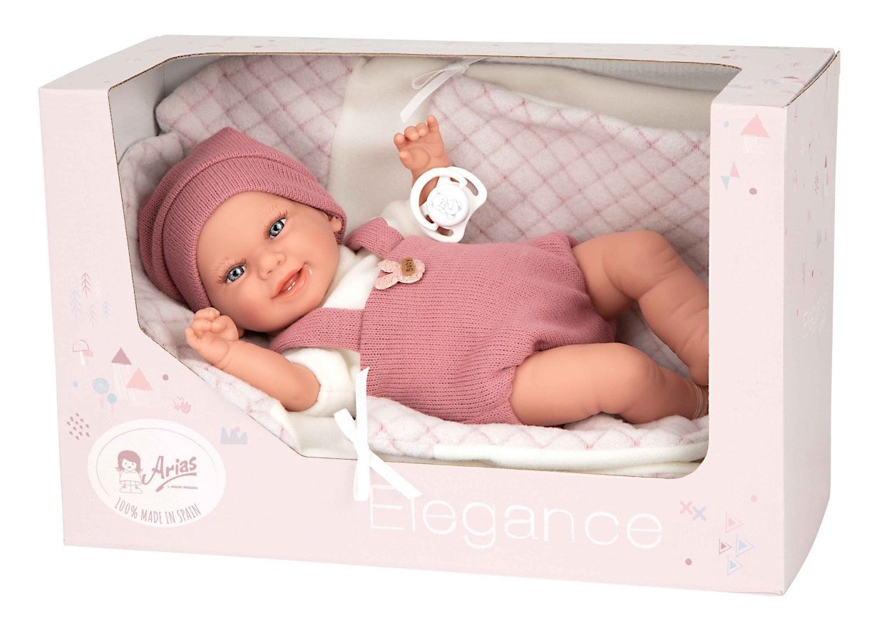 Arias Elegance Babyto Weighted Reborn Soft Body Doll includes Dummy and Blanket - 35cm (Pink) Arias 60899