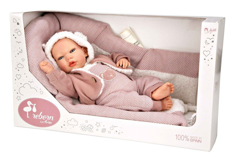 Arias Reborn Gadea Handmade Weighted Soft Body Doll includes Dummy and Blanket and Holder – 40cm Arias 98164