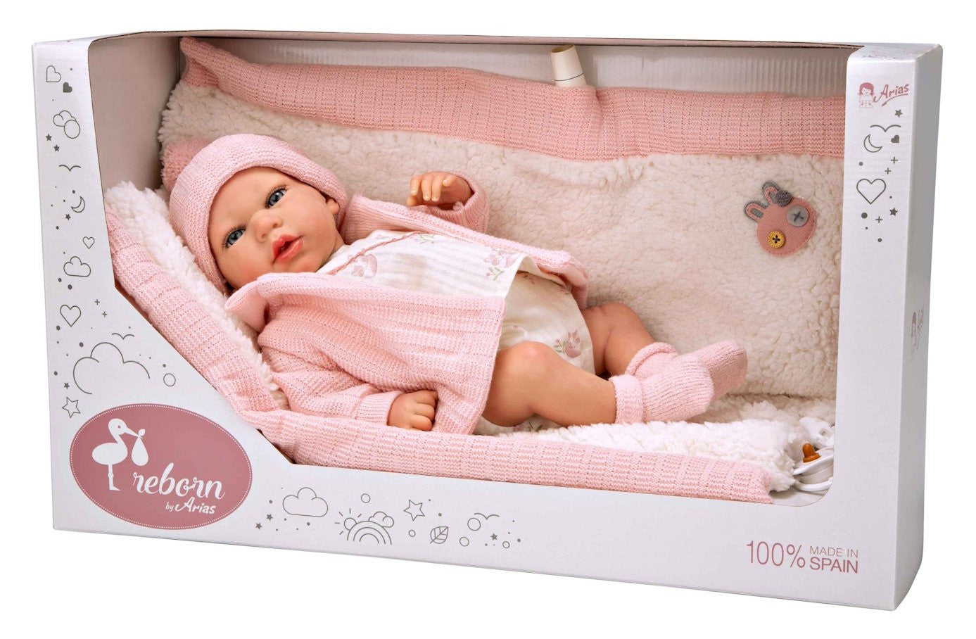 Arias Reborn Marta Handmade Weighted Soft Body Doll includes Dummy and Blanket and Holder – 40cm Arias 98165