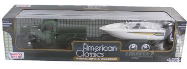 FORD PU with Speed Boat/Trailer 1937 - 1/24 Scale - MotorMax - MOT75200/73233
