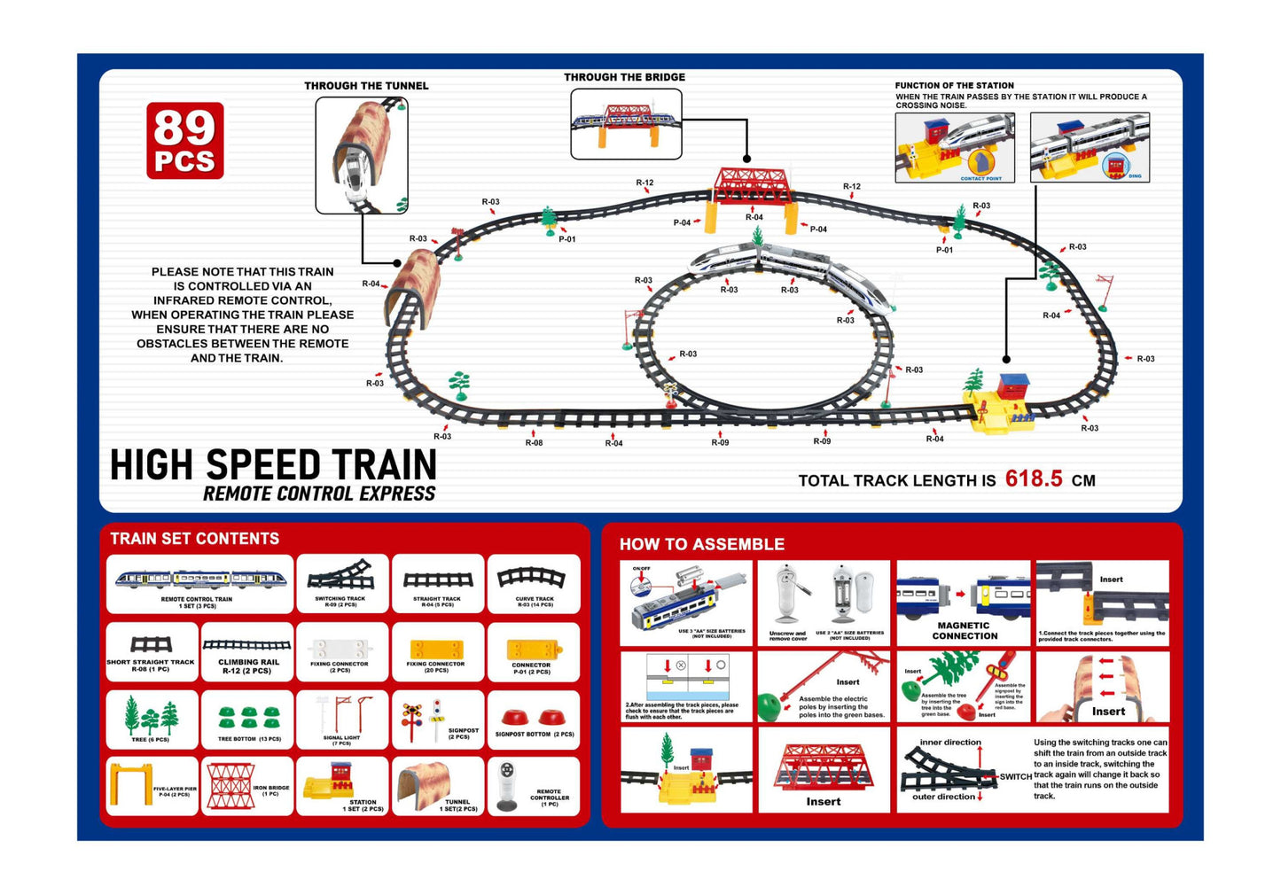 R/C High Speed Train w/light & sound (89pc) BD RC Leading HTRC1133