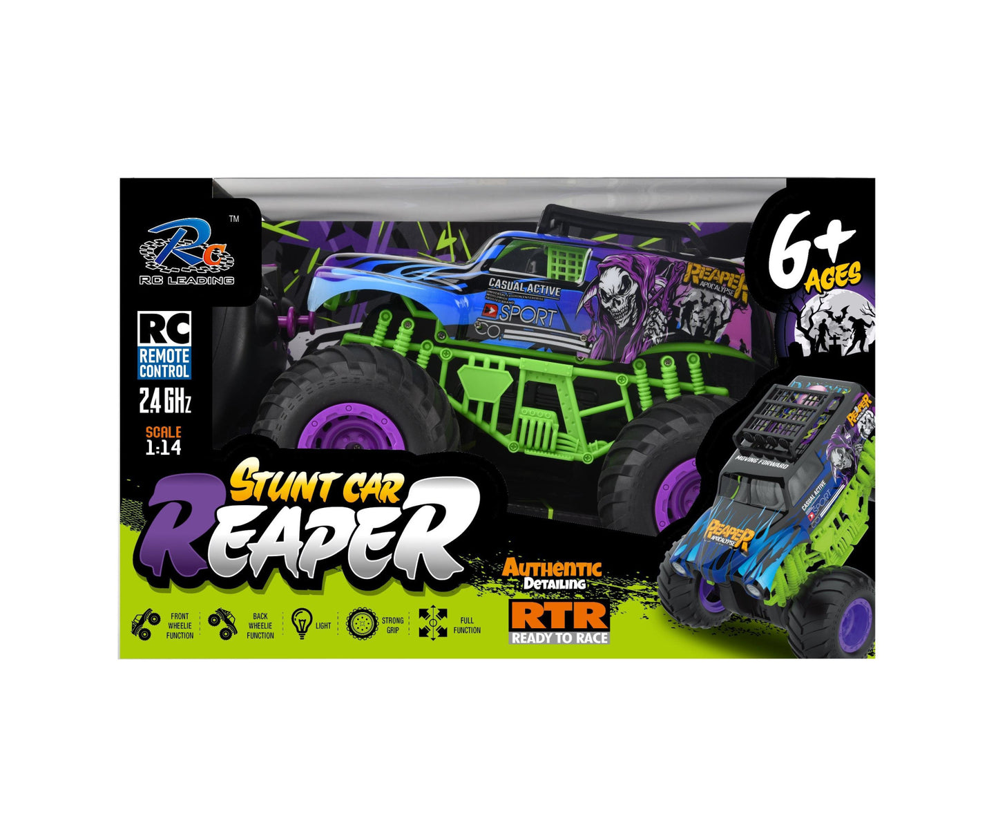 R/C 2.4GHz Reaper Monster Truck Stunt Car 1/14 RC Leading HTRC1165