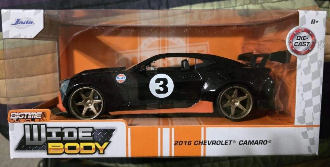 Chevrolet Camaro Widebody BLK and Orange Gulf BTM 2016 - 1/24 Scale - Jada - JAD36344
