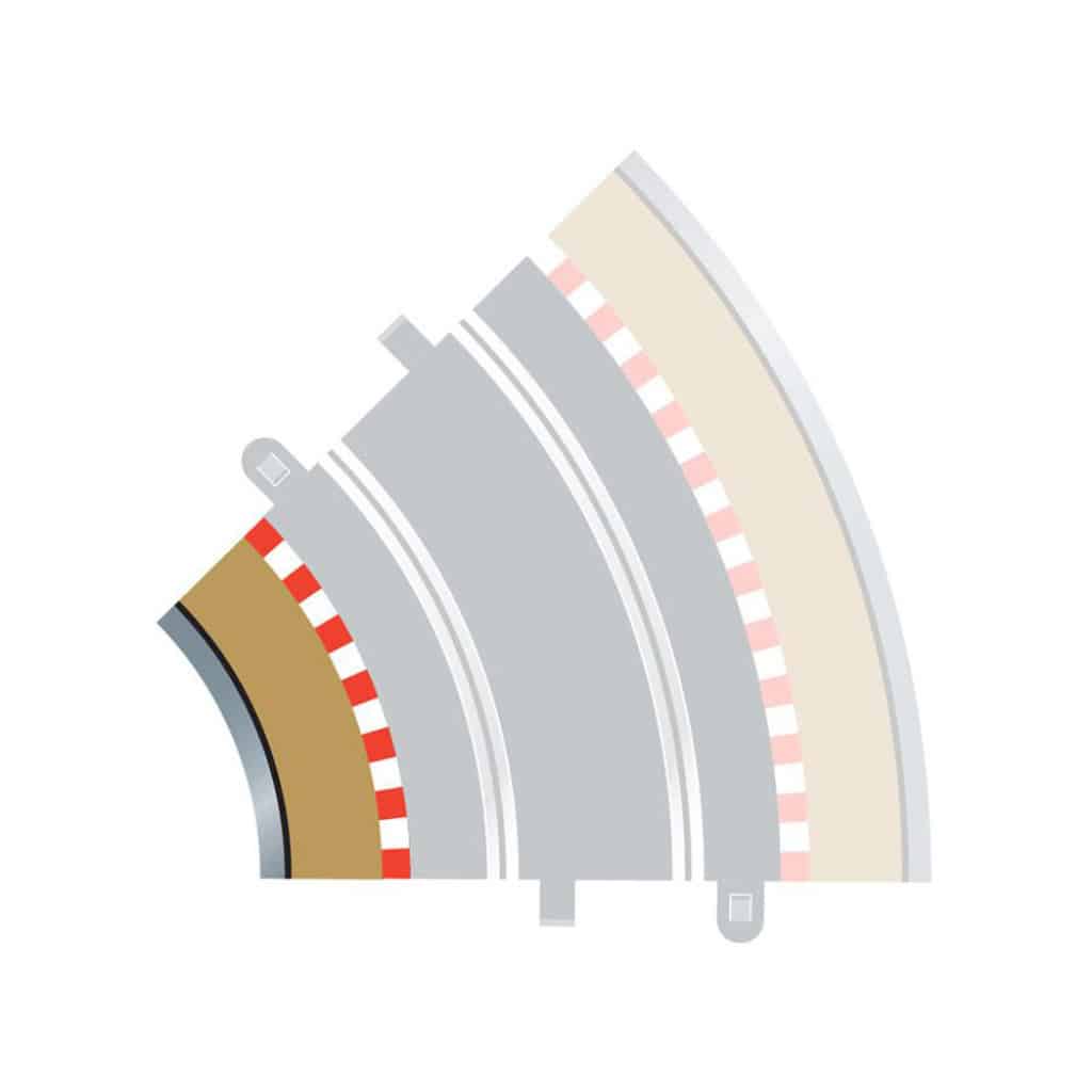 Radius 2 Inner Borders 45 Degrees x 4 - 1/32 Scale - Scalextric - SCAC8225