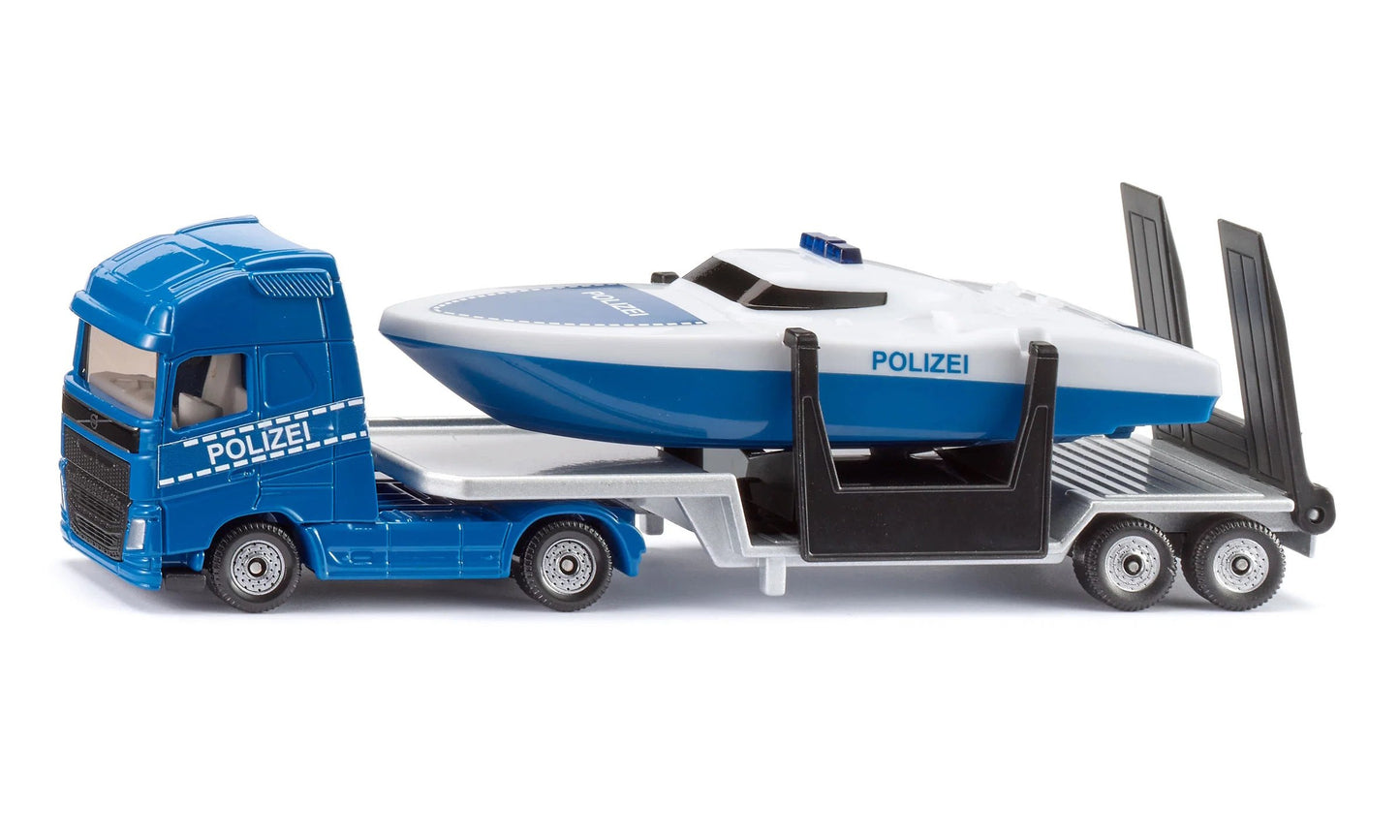 Police Volvo Truck with Boat - 1/87 Scale Siku 1757