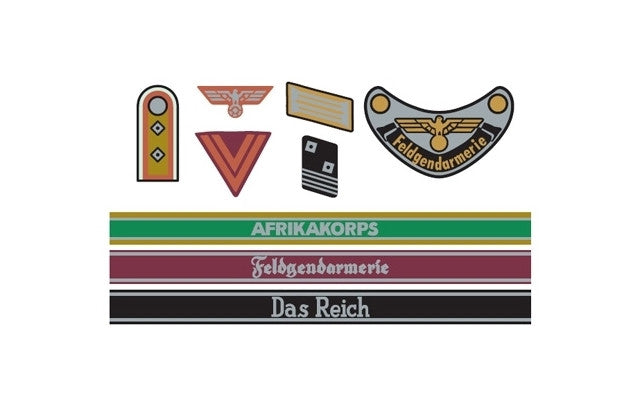 WWII German Insignia Decal Set Africa/Waffen 1/35 Scale Tamiya 12641