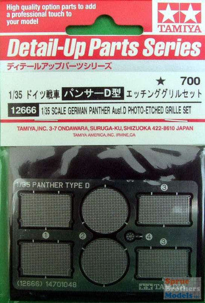 German Panther Ausf.D Photo-Etched Grille Set 1/35 Scale Tamiya 12666