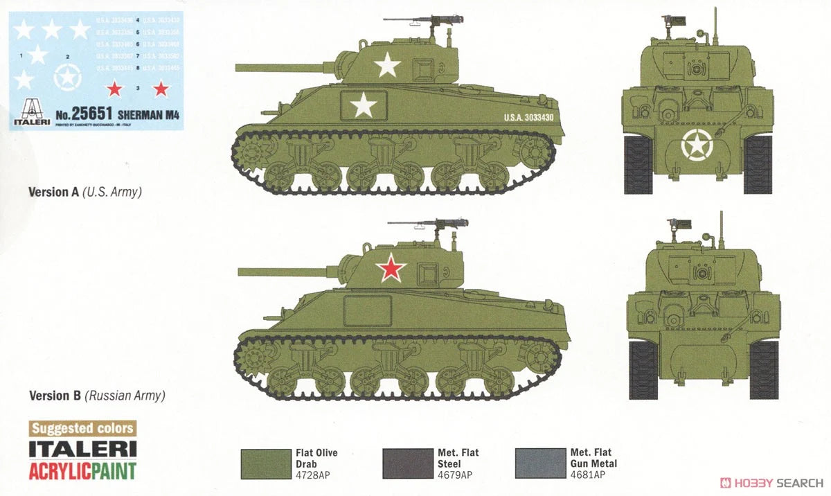 M4 Sherman 75mm - 1/56 Scale - Italeri - IT25751
